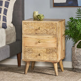 Indian Hand Carved Solid Wooden Bedside Table 53